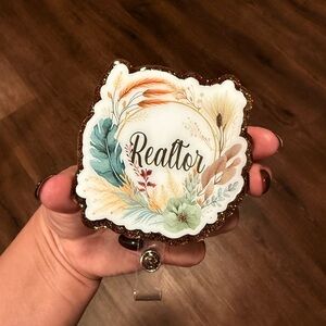 Floral Realtor Badge Holder